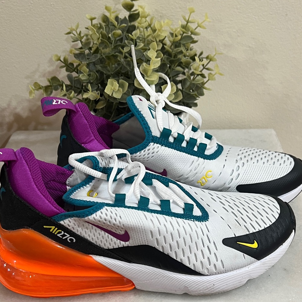 Nike Air Max 270 White with Orange and Purple Accents